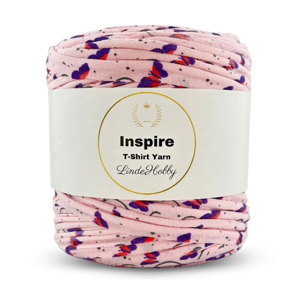 LindeHobby Inspire Print 08 Rosa med fjärilar