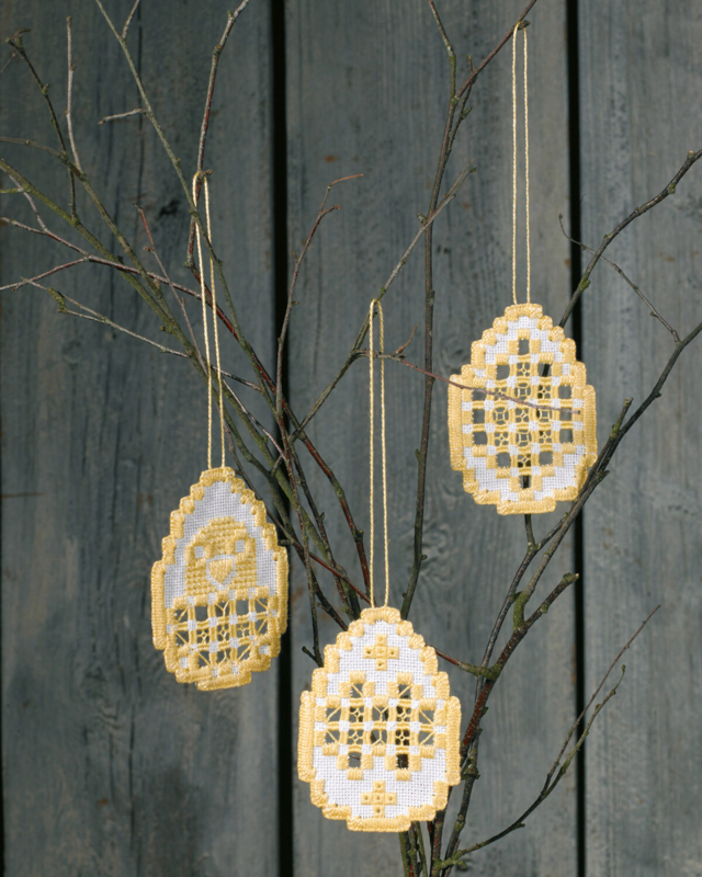 Broderikit Påskägg Hardanger 3 st 6 x 8,5 cm