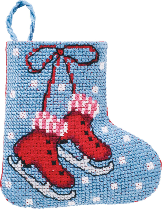 Broderikit Skridskor julstrumpa 7 x 8 cm