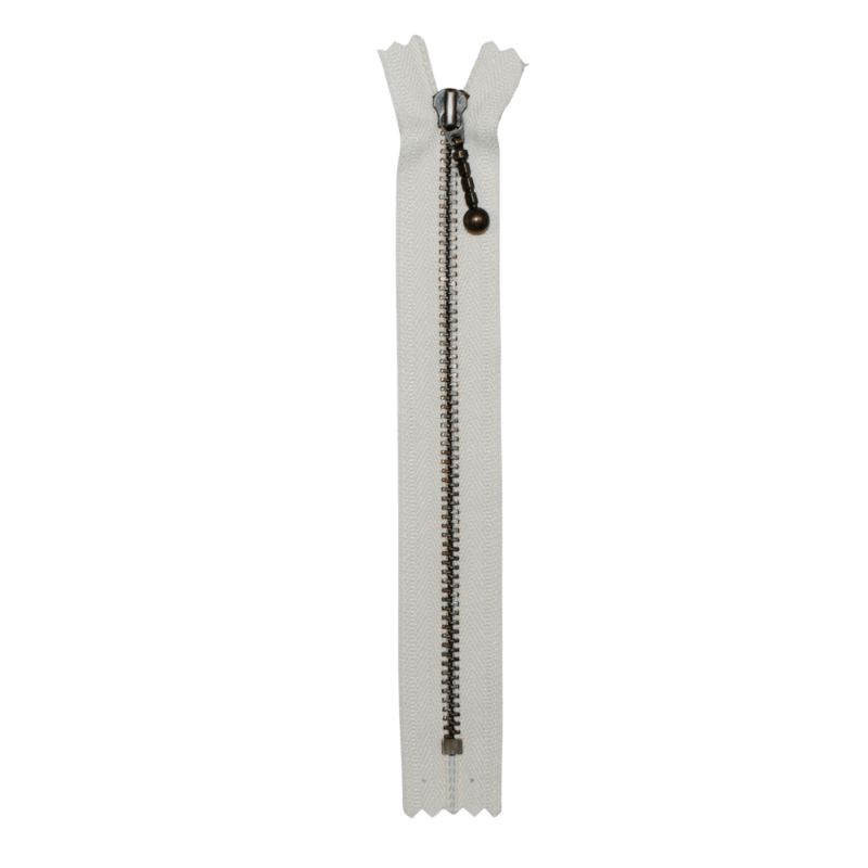 YKK Fast Blixtlås Antik Mässing 4 mm 17 cm 841 Ecru