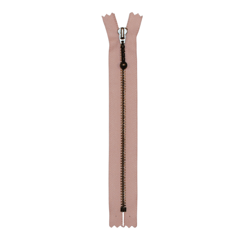 YKK Fast Blixtlås Antik Mässing 4 mm 17 cm 274 Dammig rosa
