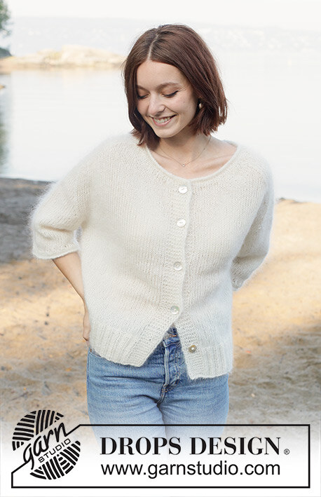 258-18 Wispy Dandelion Cardigan by DROPS Design