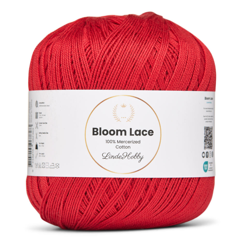 LindeHobby Bloom Lace Mercerized Cotton 25 Röd