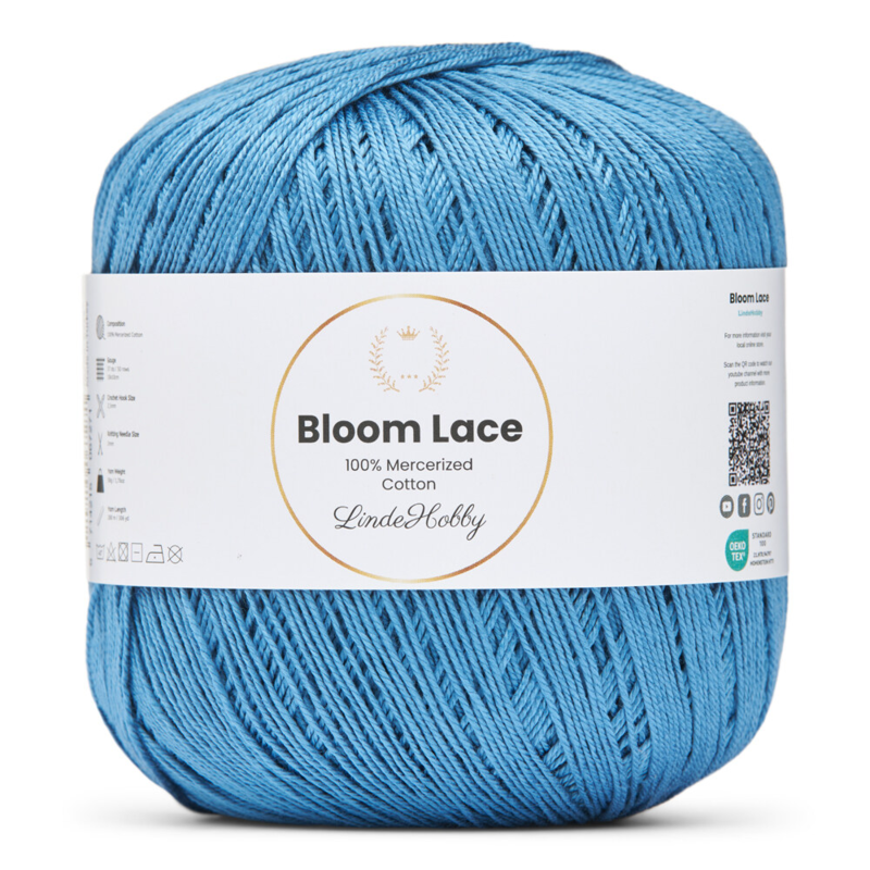 LindeHobby Bloom Lace Mercerized Cotton 16 Denimblå