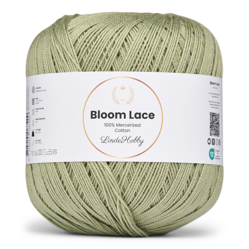 LindeHobby Bloom Lace Mercerized Cotton 29 Salviagrön