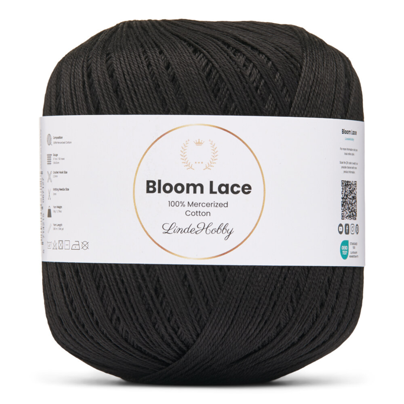 LindeHobby Bloom Lace Mercerized Cotton 01 Svart
