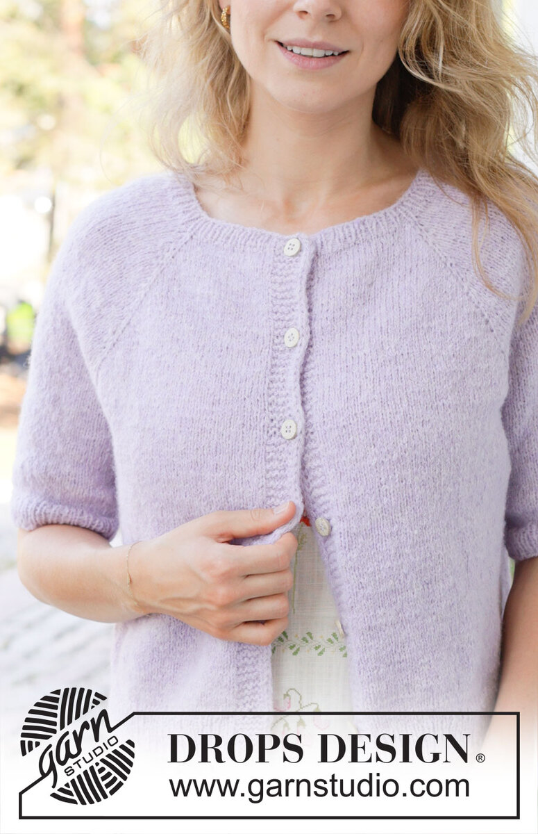 257-10 Lavender Dust Cardigan by DROPS Design
