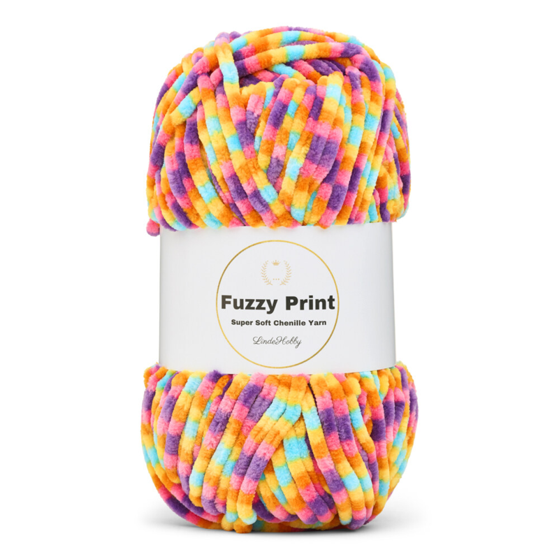 LindeHobby Fuzzy Chenille Print 08 Konfetti