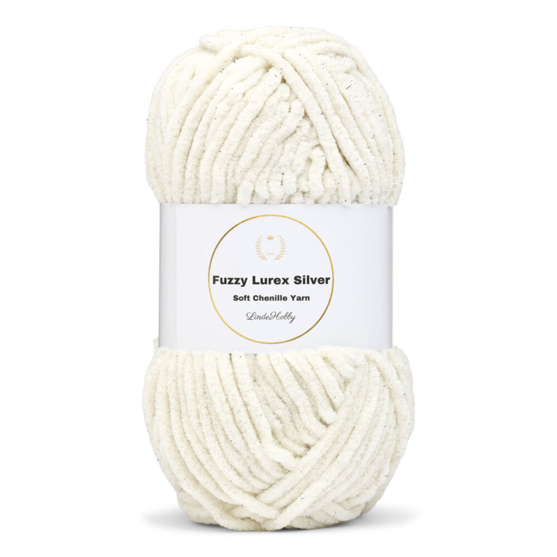 LindeHobby Fuzzy Chenille Silver Lurex 10 Kräm (ljusbeige)