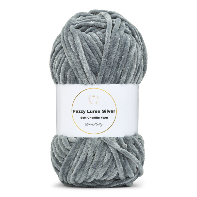 LindeHobby Fuzzy Chenille Silver Lurex 05 Mörkgrå