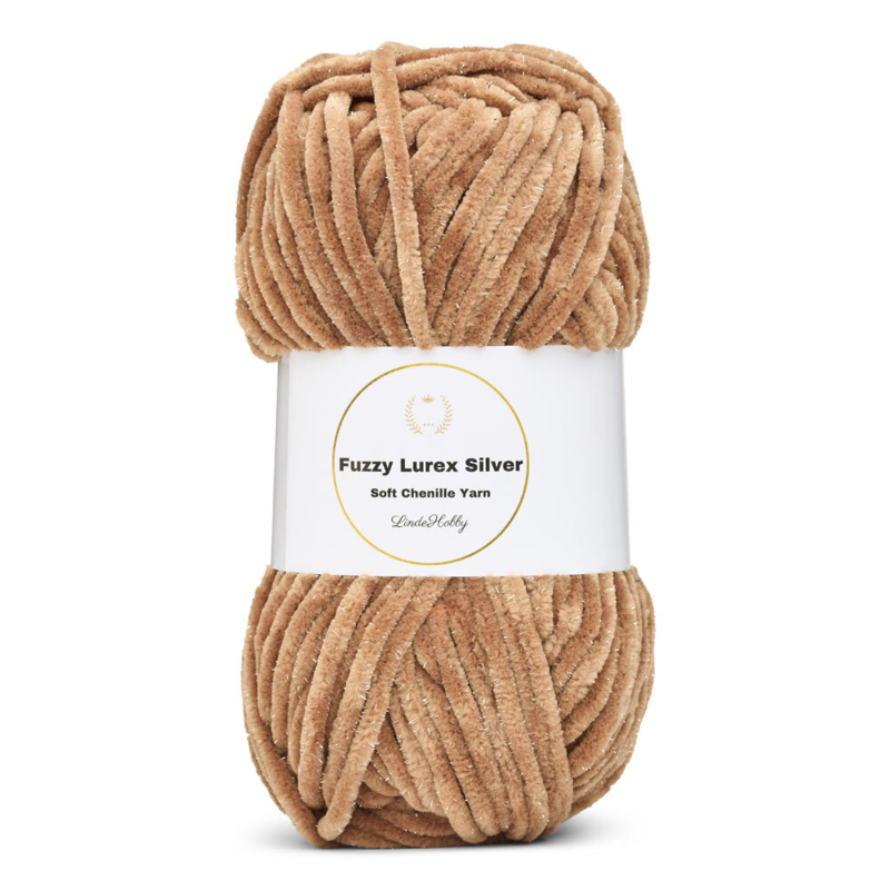 LindeHobby Fuzzy Chenille Silver Lurex 22 Nescafé