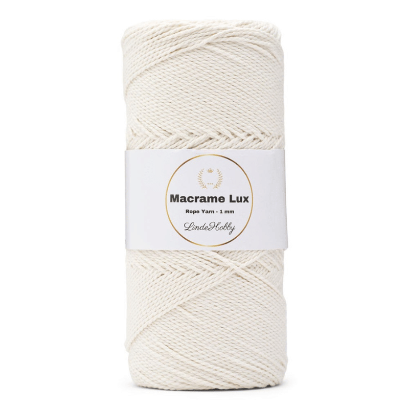 LindeHobby Macrame Lux, Knytgarn, 1 mm 01 Socker­vit