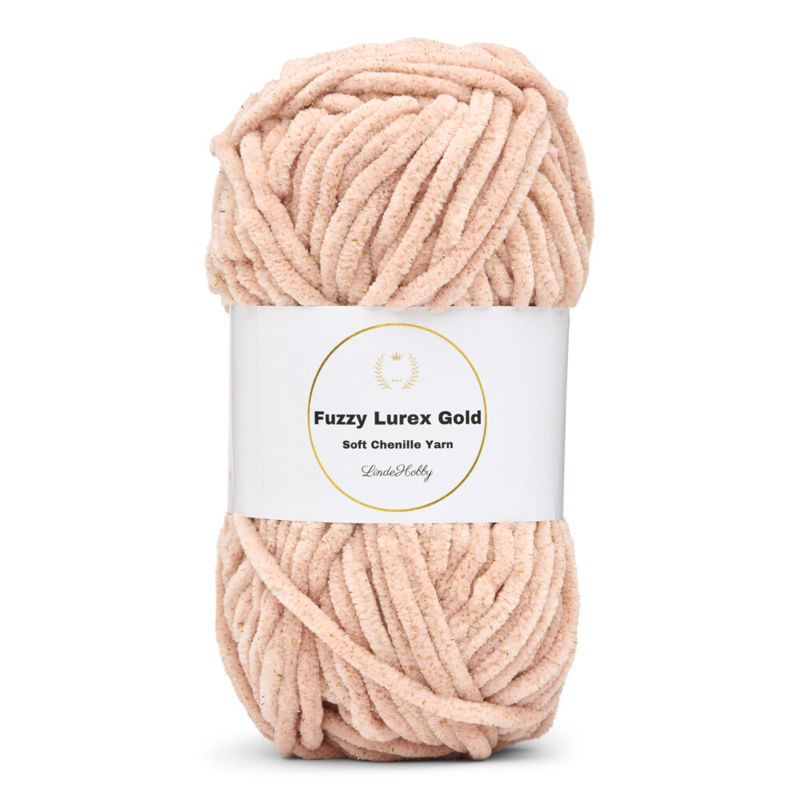 LindeHobby Fuzzy Chenille Gold Lurex 24 Blush beige