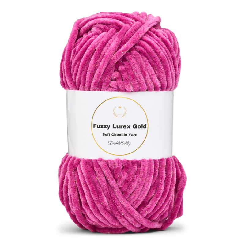 LindeHobby Fuzzy Chenille Gold Lurex 44 Ljus fuchsia