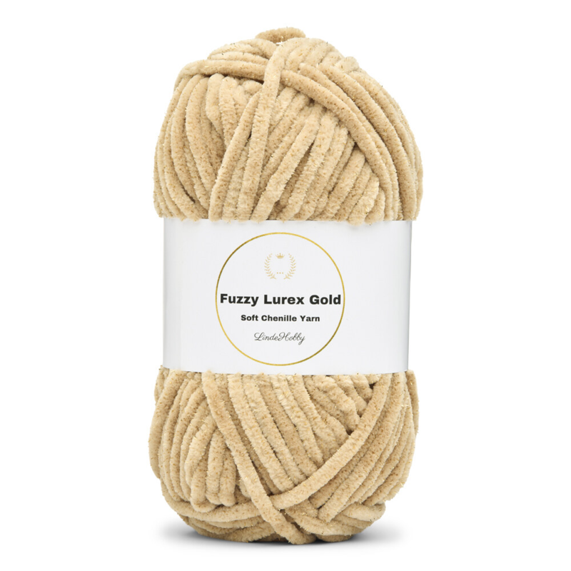 LindeHobby Fuzzy Chenille Gold Lurex 08 Mörk beige