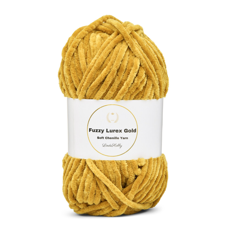 LindeHobby Fuzzy Chenille Gold Lurex 23 Gyllene ockra