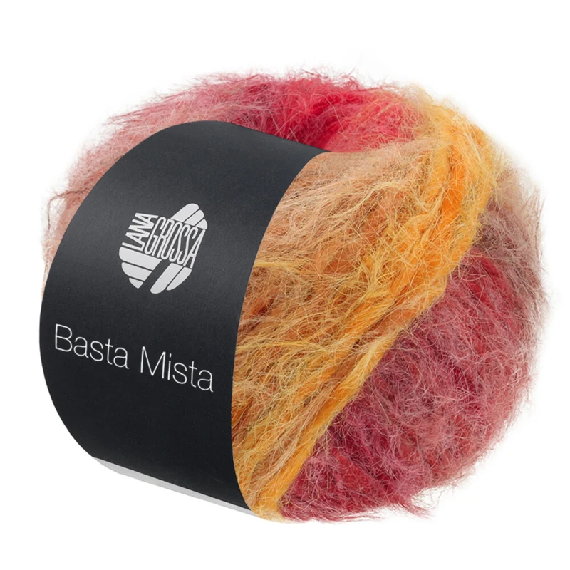 Lana Grossa Basta Mista 124 Gråbrun/camel/saffransgul/orange/gråröd/mörkröd/röd