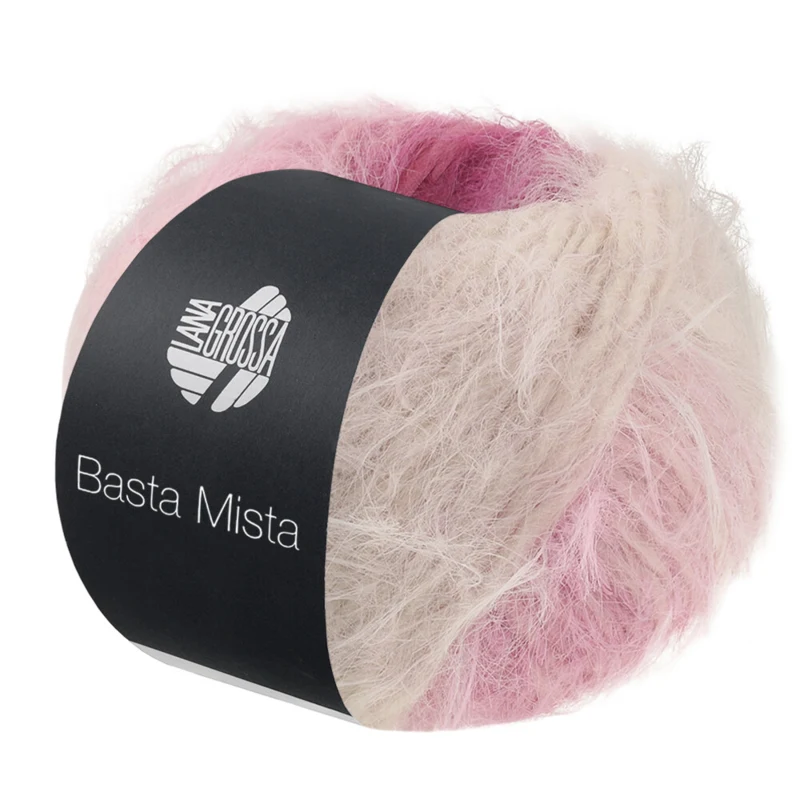 Lana Grossa Basta Mista 123 Rödviolett/fuchsia/pink/rosa/naturvit/snäckvit