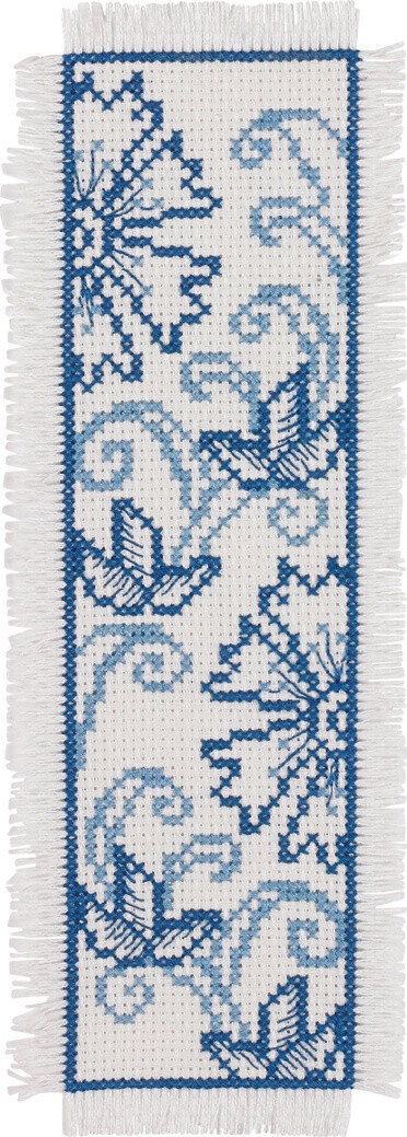 Broderikit Blå blomma 7 x 22 cm