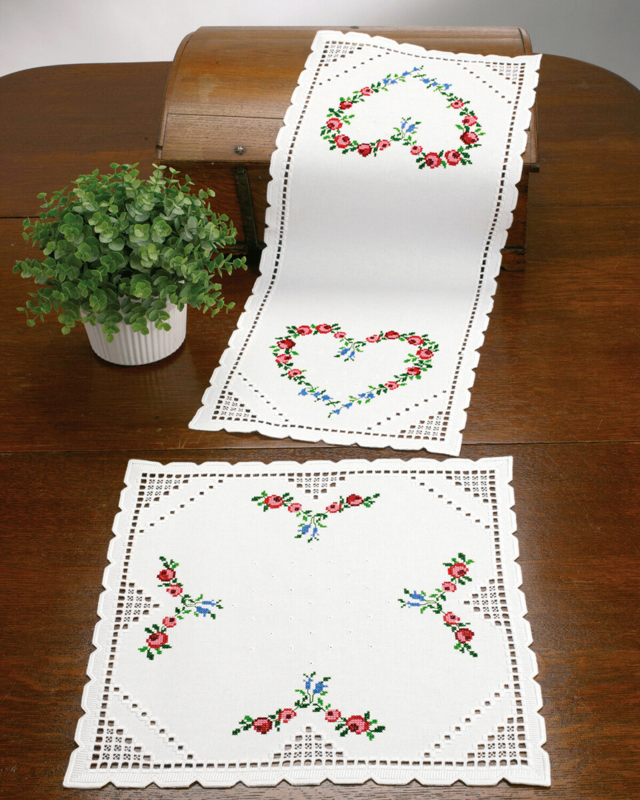 Broderikit Hardanger hjärta 40 x 40 cm