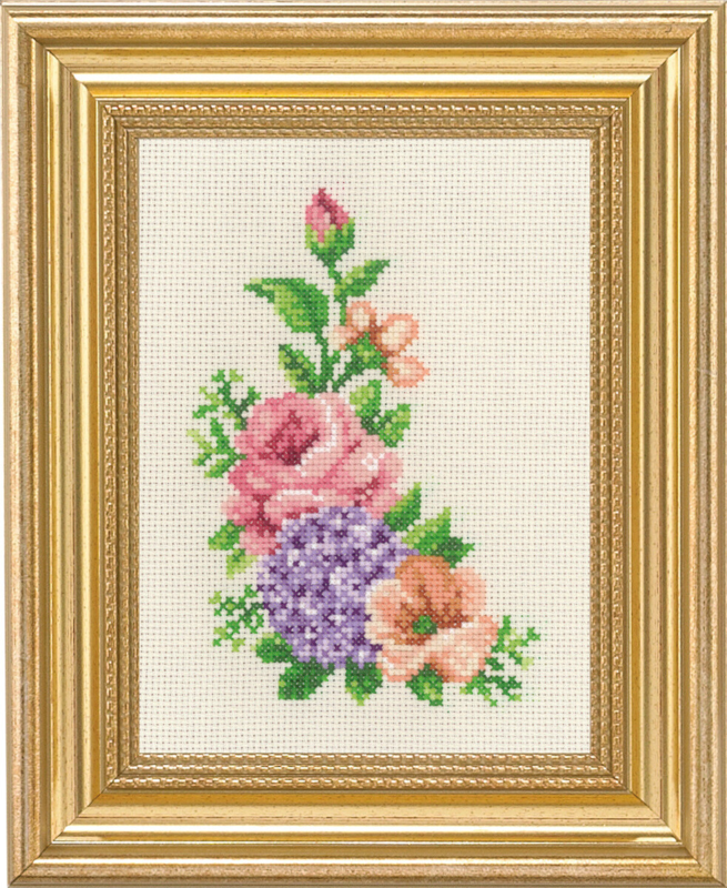 Broderisats Ros och hortensia 14 x 19 cm