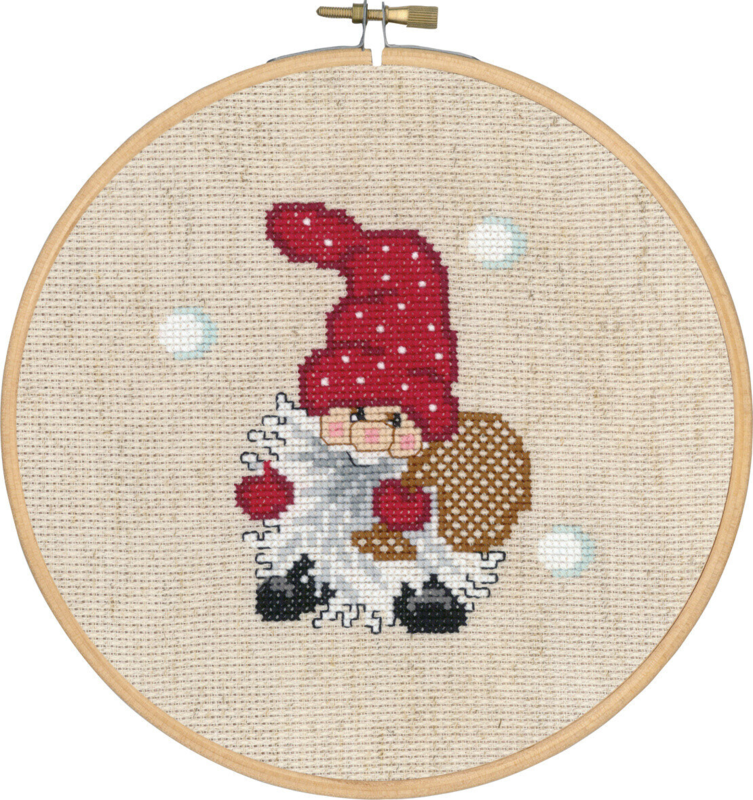 Broderikit Tomte med säck med 58 x 10/18 18Ø