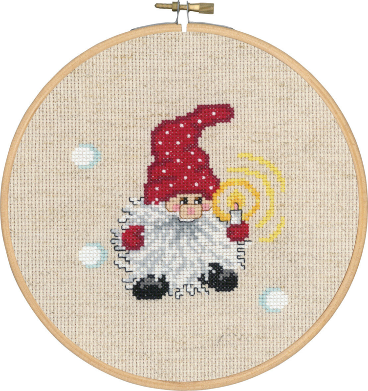 Broderikit Tomte med ljus med 5810/18 18 Ø