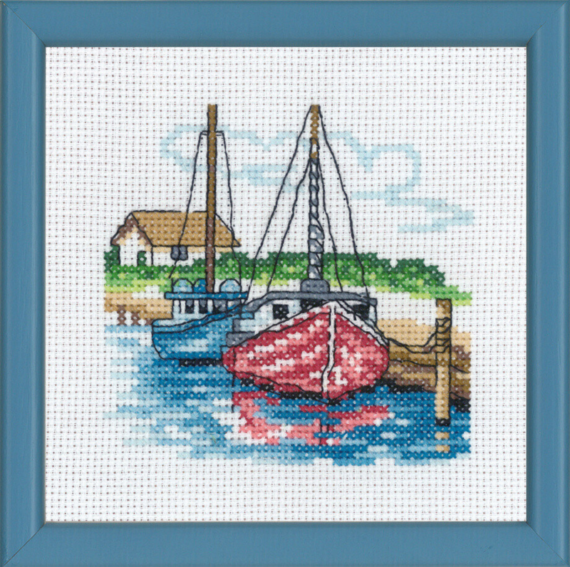 Broderikit Två segelfartyg R5592 13 x 13 cm