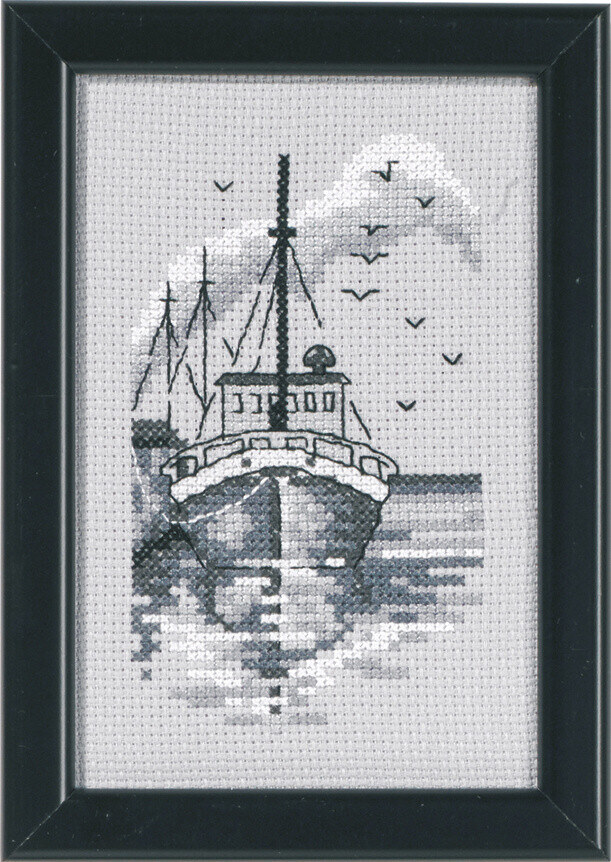 Broderisats Fiskebåt 9,5 x 14,5 cm