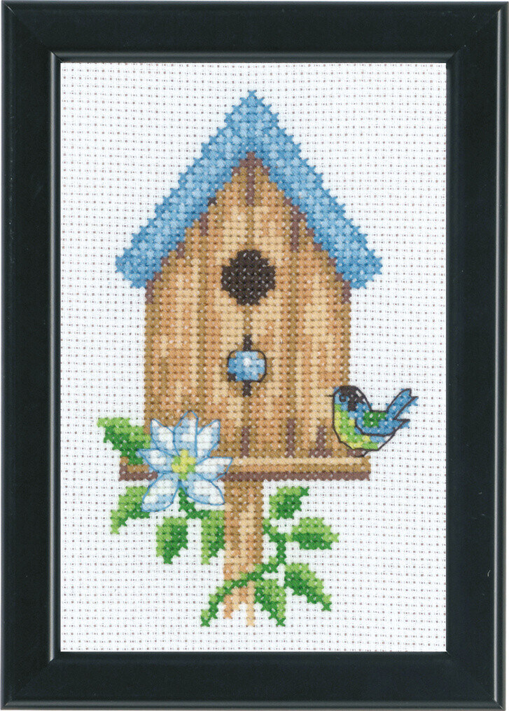 Broderikit Fågelhus Beige 9 x 14 cm