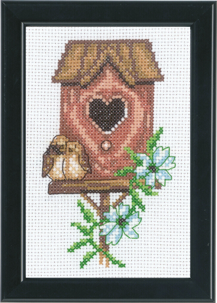 Broderikit Fågelholkar Rosa 9 x 14 cm