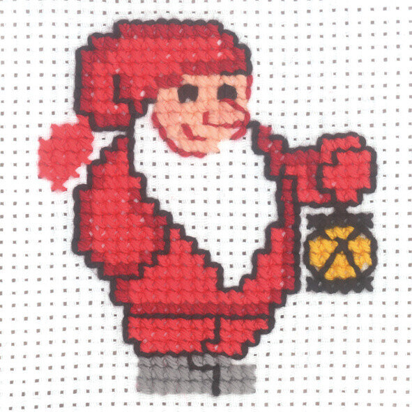 Broderikit Tomte m/lykta 10 x 10 cm