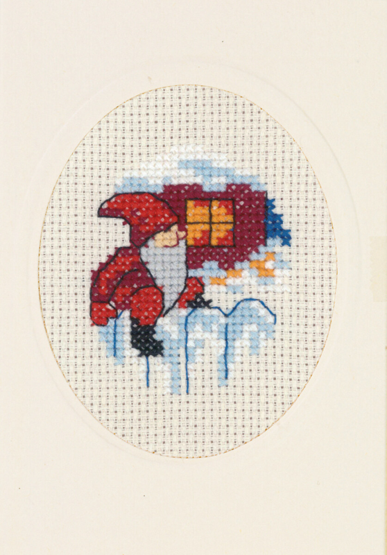 Broderikit Tomte över staket M 5875/00 9 x 13 cm