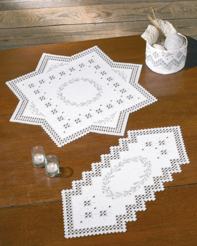 Broderikit Hardanger krans 67x67 cm