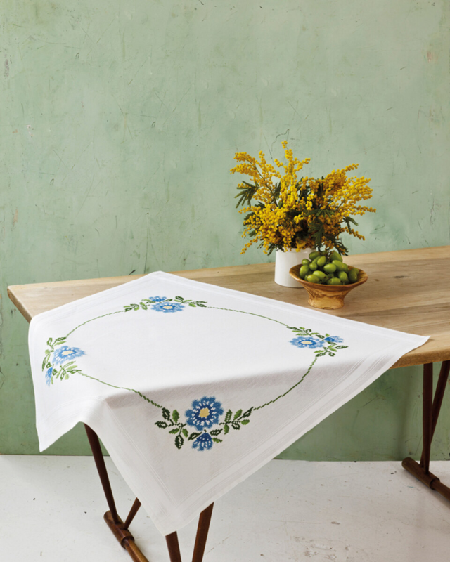 Broderikit Blommor i korsstygn 80 x 80 cm