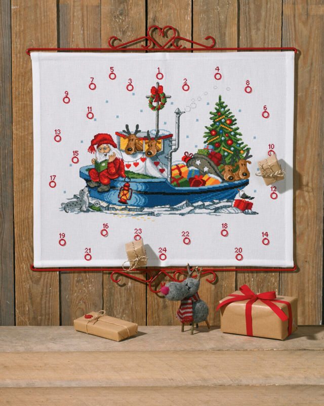 Broderikit Jultomte i båt B5125/58 58 x 48 cm