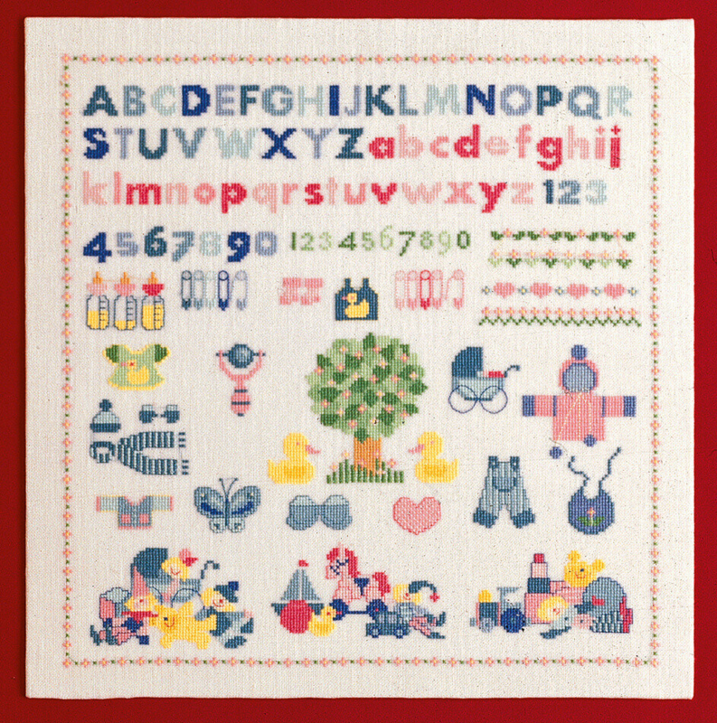 Broderikit Baby födelseminne 39 x 39 cm