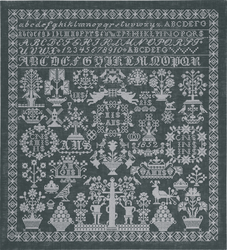 Broderikit Grå namnduk 54 x 59 cm