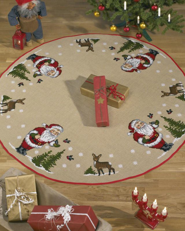 Broderikit Tomte matar fåglar 170 cm Ø