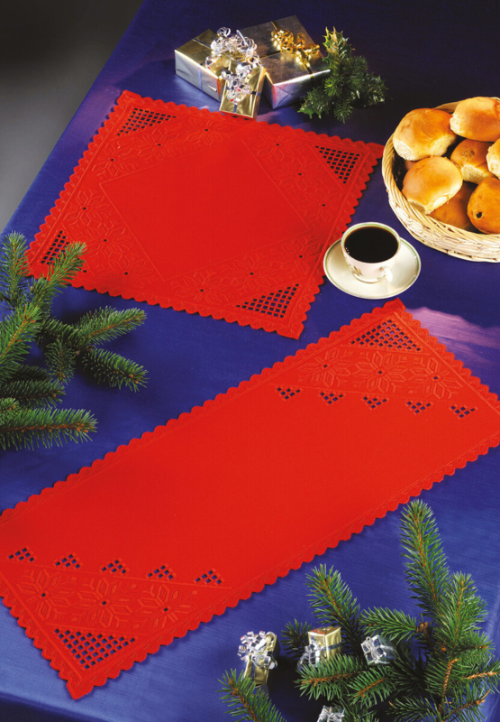 Broderikit Löpare, röd hardanger 28 x 67 cm