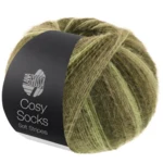 Lana Grossa Cosy Socks Soft Stripes 107 Ljusgrön/resedagrön/grågrön/mossgrön