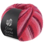 Lana Grossa Cosy Socks Soft Stripes 105 Bordeaux/rosa/hallon/rosa