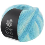 Lana Grossa Cosy Socks Soft Stripes 115 Mintgrön/ljus turkos/turkos