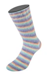 Lana Grossa Cosy Socks Multi Stripes 153 Lavendel/gråblå/lax/kräm/turkos