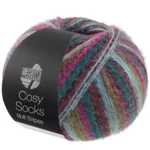 Lana Grossa Cosy Socks Multi Stripes 158 Petrol/mörk fuchsia/oliv/mintturkos/mörkröd