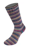 Lana Grossa Cosy Socks Multi Stripes 158 Petrol/mörk fuchsia/oliv/mintturkos/mörkröd