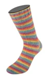 Lana Grossa Cosy Socks Multi Stripes 151 Petrol/rökblå/fuchsia/orange/gul