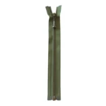 YKK Delbar Blixtlås Metall 4 mm (25-65 cm) 566 Armégrön, Antik mässing