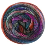 Lana Grossa Colorissimo 222 Jeansblå/Aubergine/Rosa/Orange/Laxfärgad/Grå/Mörk gråviolett/Grågrön/Mörkgrön