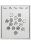 Go Handmade Glitterknappar 9 mm Silver
